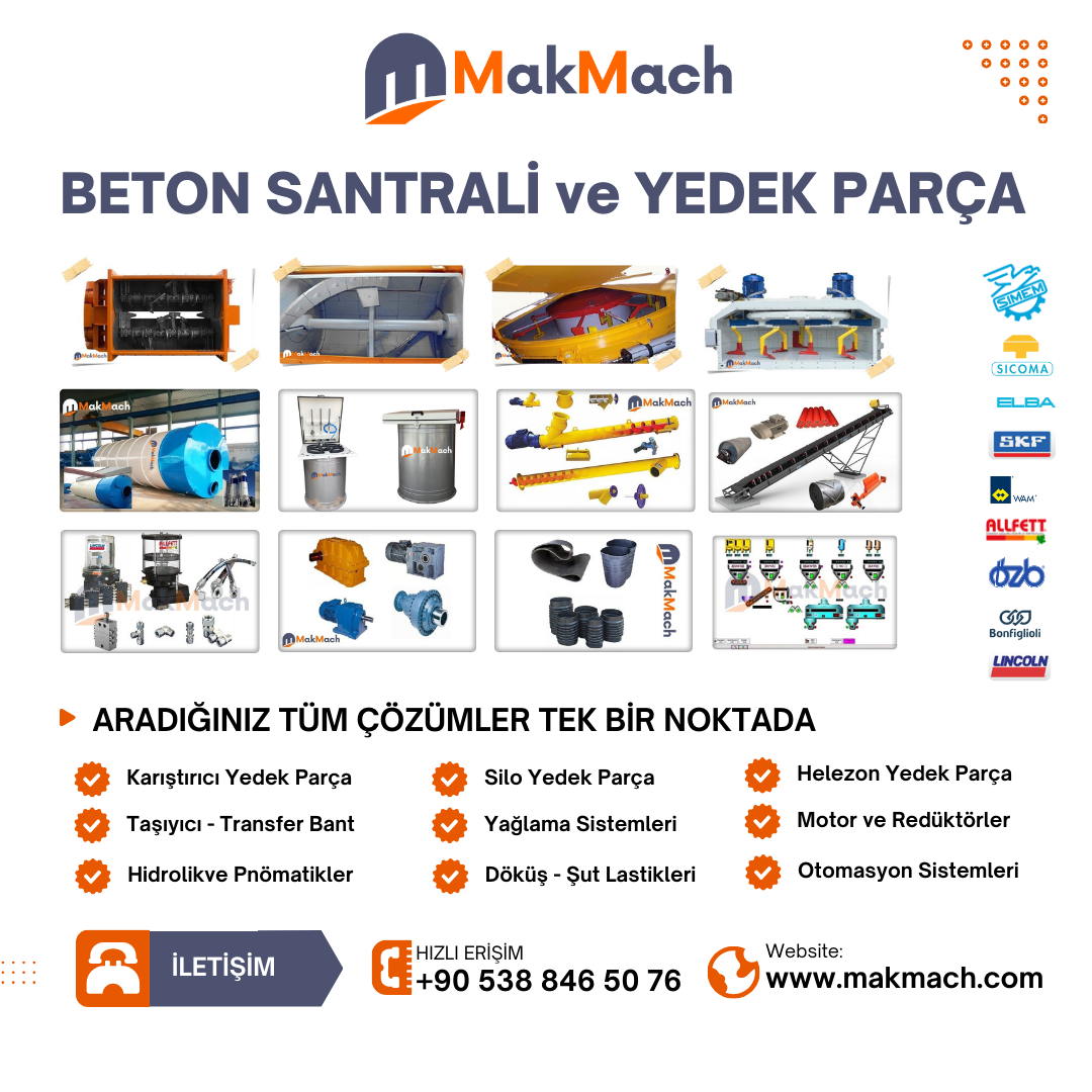 Beton Santrali Ekipmanları ve Yedek Parça
